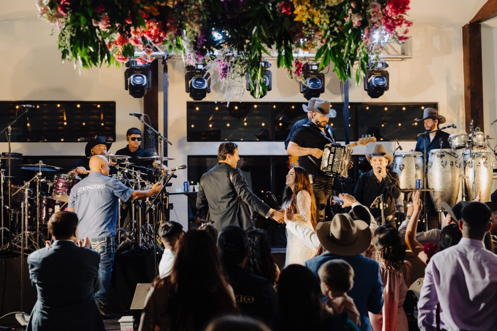 Bride and groom dancing
