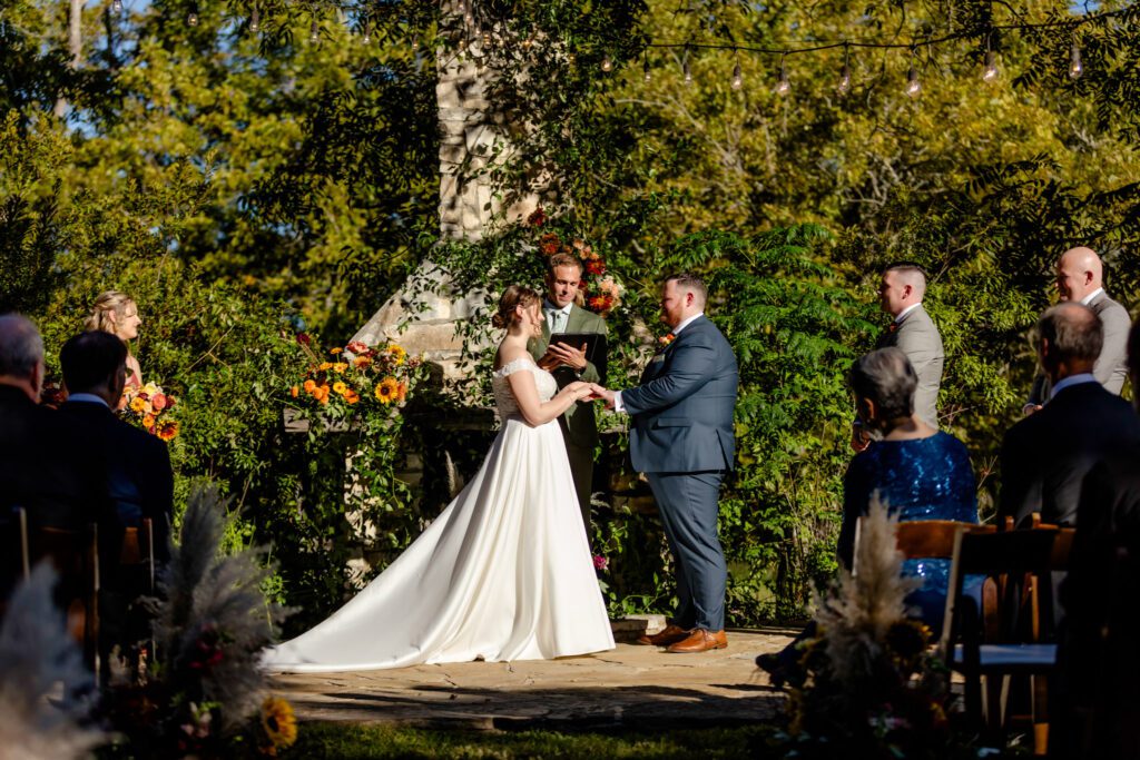 Wedding ceremony at Pecan Springs Ranch, and Austin wedding venue