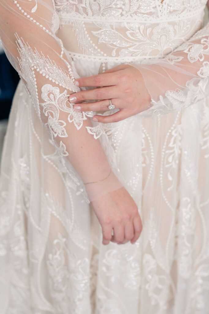 Bride showing her engagement ring