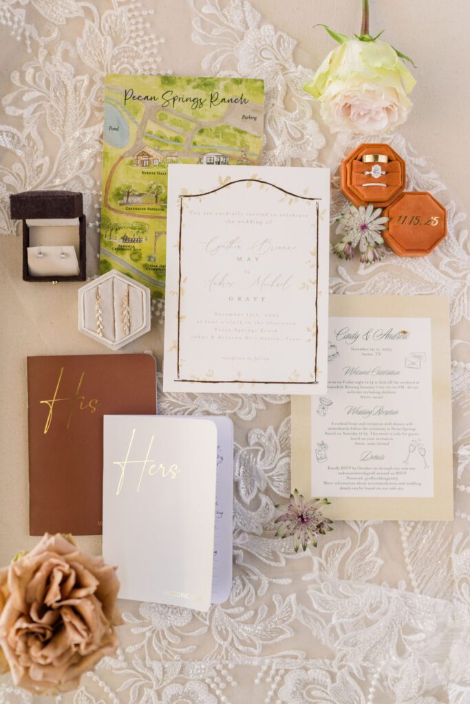 Wedding invitations rings and keepsakes